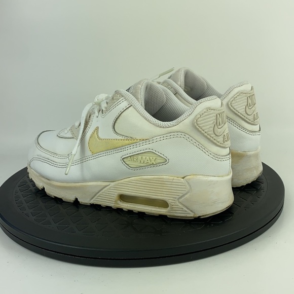 Nike Air Max 90 White Leather Athletic Running Shoes 724822-100 Youth Size 3Y - Picture 7 of 11